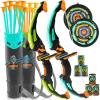 imageJOYIN 2 Pack Kids Bow and Arrow Set Blue and Green LED Light Up Archery Set with 2 Bows Suction Cup Arrows Target ampamp Arrow Case Indoor Outdoor Activity Toys for Kids Boys Girls Ages 312Blue Green Set