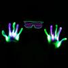 imageJOYIN Halloween LED Gloves and Light Up Glasses with 3 Lighting Modes Flashing Finger Light Up Gloves and LED Shutter Glasses Glow in the Dark Cool Halloween Disco Party Favor Green Purple