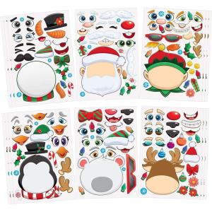 imageJOYIN 24 Pcs Christmas Makeaface Stickers Make Your Own Characters Mix and Match Sticker Sheets with Christmas Elf Santa Santa Snowman Penguin and Polar Bear Kids Party Favor Supplies CraftFace stickers