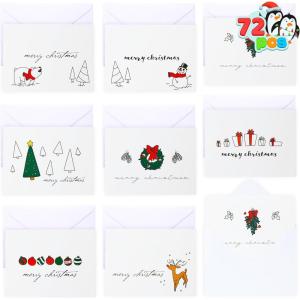 imageJOYIN 72 PCS Christmas Holiday Greeting Cards with Envelopes Bulk in 9 Assorted Designs for Winter Season Merry Christmas Giving Cards Xmas Santa Gift CardModern