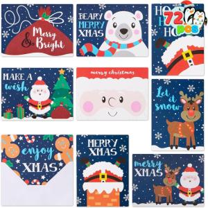 imageJOYIN 72 PCS Christmas Holiday Greeting Cards with Envelopes Bulk in 9 Assorted Designs for Winter Season Merry Christmas Giving Cards Xmas Santa Gift CardTraditional
