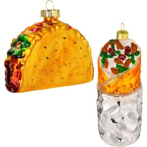 imageJoiedomi Christmas Glass Video Game Controller Small Ornament Blown Mini Ornament Black and White 2Pieces Set for Christmas Tree Hanging Ornament Outdoor Christmas Decorations IndoorTACO  BURRITO