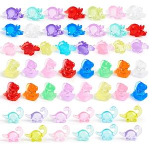 imageJOYIN 50 Pcs Mini Dinosaur Figures Tiny Dinosaur Figurines for Slime Charms for Crafts Mini Resin Animals to Hide DIY Miniature Scenes Party Favors Vase Filler