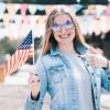 imageJOYIN 3 Pcs 4th of July Star Shaped Sunglasses Red White Blue American Sunglasses with Rhinestoned Rim Patriotic Eyewear for Women Memorial Fourth of July Independence Day Party Parade Accessory