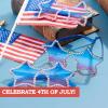 imageJOYIN 3 Pcs 4th of July Star Shaped Sunglasses Red White Blue American Sunglasses with Rhinestoned Rim Patriotic Eyewear for Women Memorial Fourth of July Independence Day Party Parade Accessory
