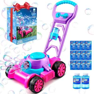 imageSLOOSH Bubble Lawn Mower Toddler Toys  Kids Bubble Machine Summer Outdoor Push Toy Games Backyard Garden Outside Play Toddlers Preschool Boys Girls Birthday Gifts PinkPink