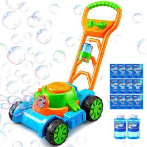 imageSLOOSH Bubble Lawn Mower Toddler Toys  Kids Bubble Machine Summer Outdoor Push Toy Games Backyard Garden Outside Play Toddlers Preschool Boys Girls Birthday Gifts PinkBlue