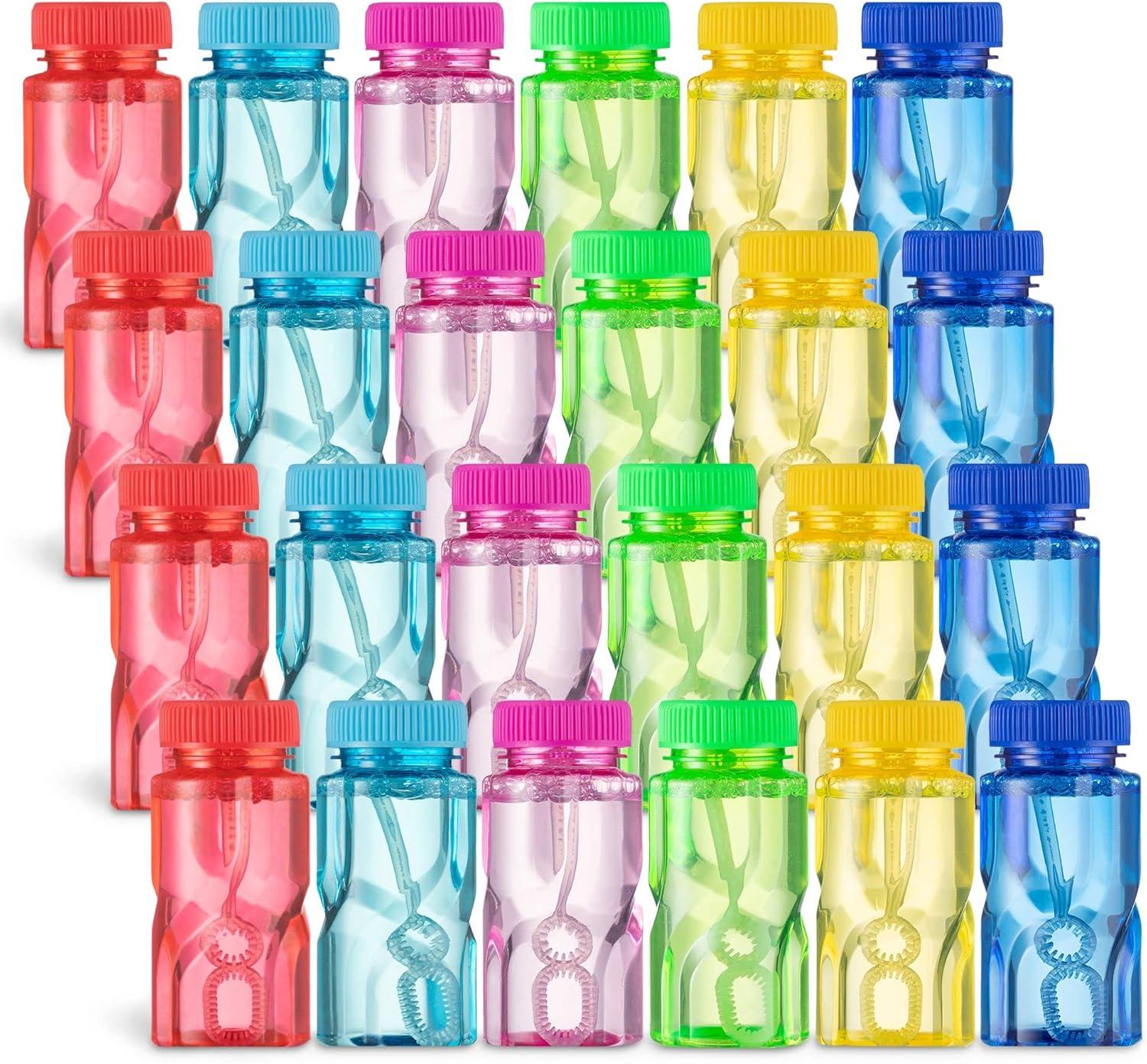imageSloosh 24 Pack Twisted Bubble Bottle with 2 oz Solution Set6 Color for Kids Bubble Toys Summer Activity Easter and Assortment Party FavorsTwisted