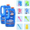 imageJOYIN 2 Bottles Bubbles Refill Solutions 64 oz up to 5 Gallon Concentrated Solution for Bubble Machine Gun Wand Refill Fluid Summer Easter Toys Double GreenBlue