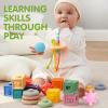 imageJOYIN Baby Toys  Montessori Toys for Babies FoodGrade Sensory Present Infant Stacking Circles Teether Blocks 3D Stress Balls Pull String Learning Gifts for Baby Girls Boys