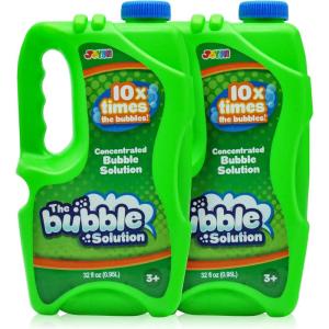 imageJOYIN 2 Bottles Bubbles Refill Solutions 64 oz up to 5 Gallon Concentrated Solution for Bubble Machine Gun Wand Refill Fluid Summer Easter Toys Double GreenGreen