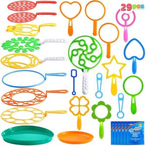 imageJOYIN 29 Pcs Big Bubble Wands Set Giant Bubble Wand Bulk with Tray for Kids Outside Blowing Toys for Summer Easter Party Favor Birthday ToddlersClassic