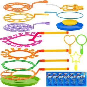 imageJOYIN 29 Pcs Big Bubble Wands Set Giant Bubble Wand Bulk with Tray for Kids Outside Blowing Toys for Summer Easter Party Favor Birthday ToddlersLuxury