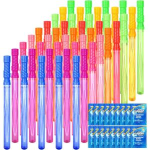 imageJOYIN 45 Packs Big Bubble Wand Set with Concentrated Solution Refills 146quot 9 Colors Giant Bubble Wands for Summer Toy Party Favors Kids Birthday Pool Indoor and Outdoor Activities