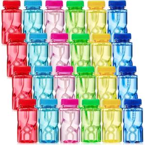 imageSloosh 24 Pack Twisted Bubble Bottle with 2 oz Solution Set6 Color for Kids Bubble Toys Summer Activity Easter and Assortment Party FavorsTwisted