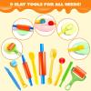 imageJOYIN 44 Clay Tools Set for Kids Clay Accessories with Various Plastic Molds Rolling Pins Cutters