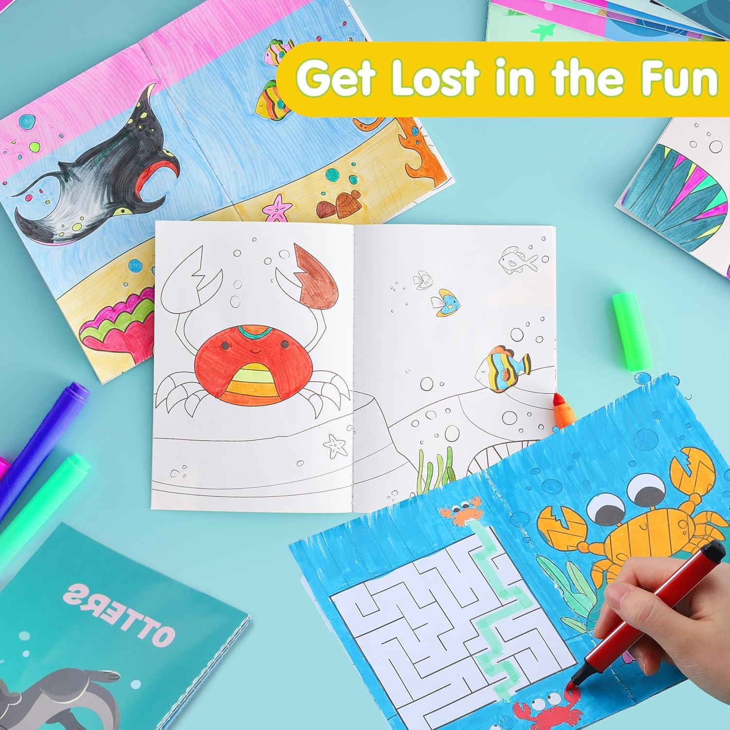 imageJOYIN 24Pcs Mix Coloring Books for Kids Ages 48 Bulk Mini Coloring Activity Books for Party Favors Birthday Party Gifts Classroom Travel Activity Goodie Bags Stuffers for Boys GirlsSea