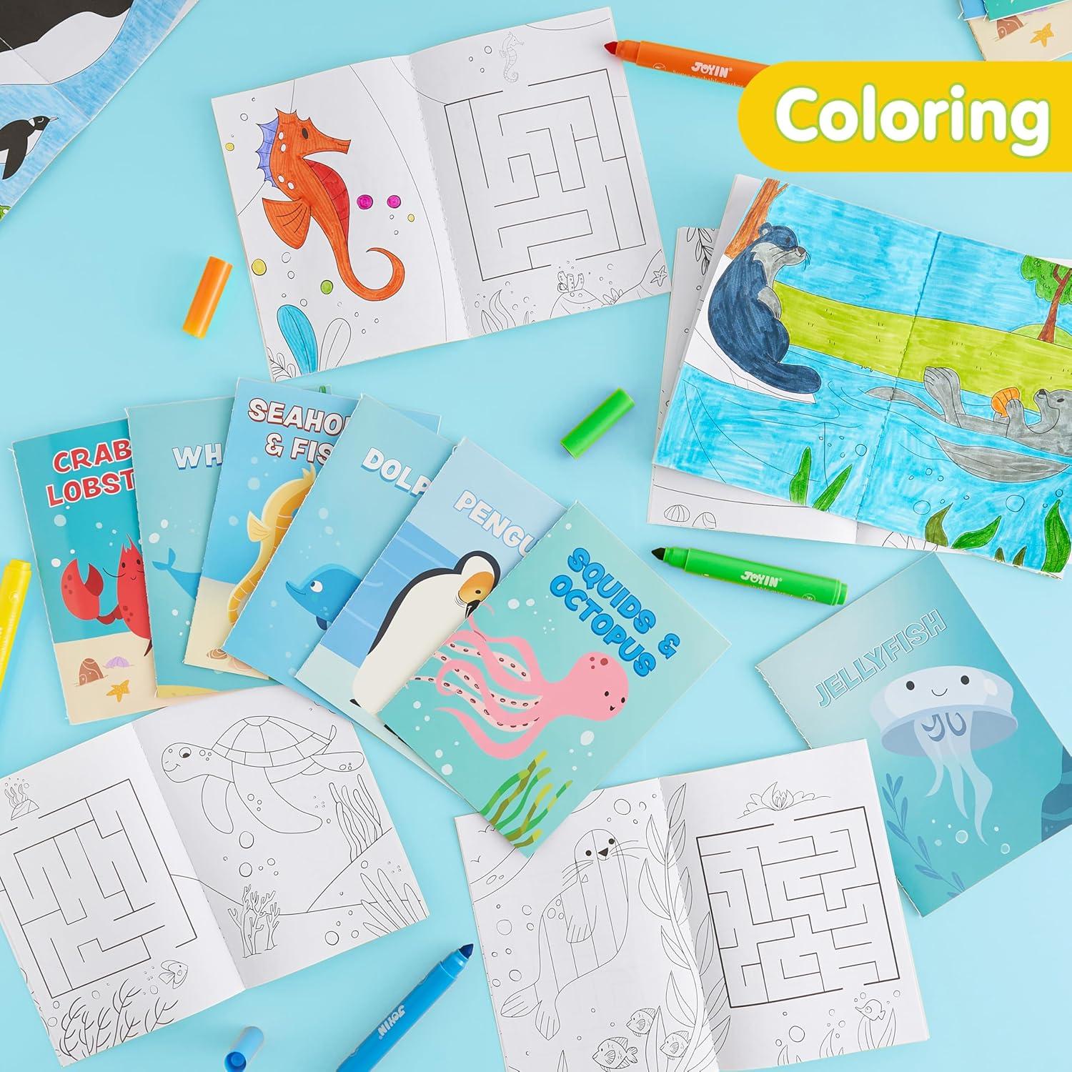 imageJOYIN 24Pcs Mix Coloring Books for Kids Ages 48 Bulk Mini Coloring Activity Books for Party Favors Birthday Party Gifts Classroom Travel Activity Goodie Bags Stuffers for Boys GirlsSea