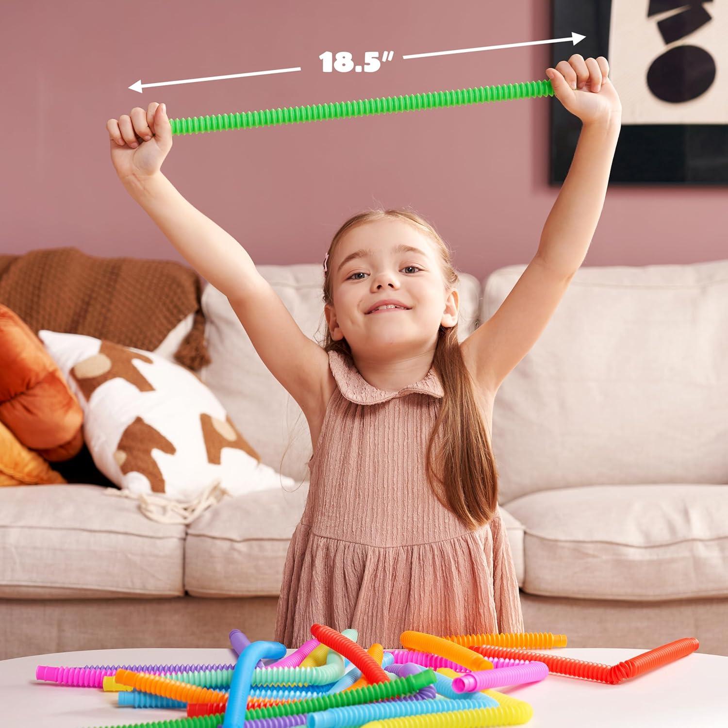 imageJOYIN 36 Pack Pop Tubes Sensory Toys Large Fidget Toys Party Favors  9 Colors Creativity Learning ampamp Fun for Toddler Kids  Perfect for Party Goodie Bags Stuffers Classroom School RewardSmall
