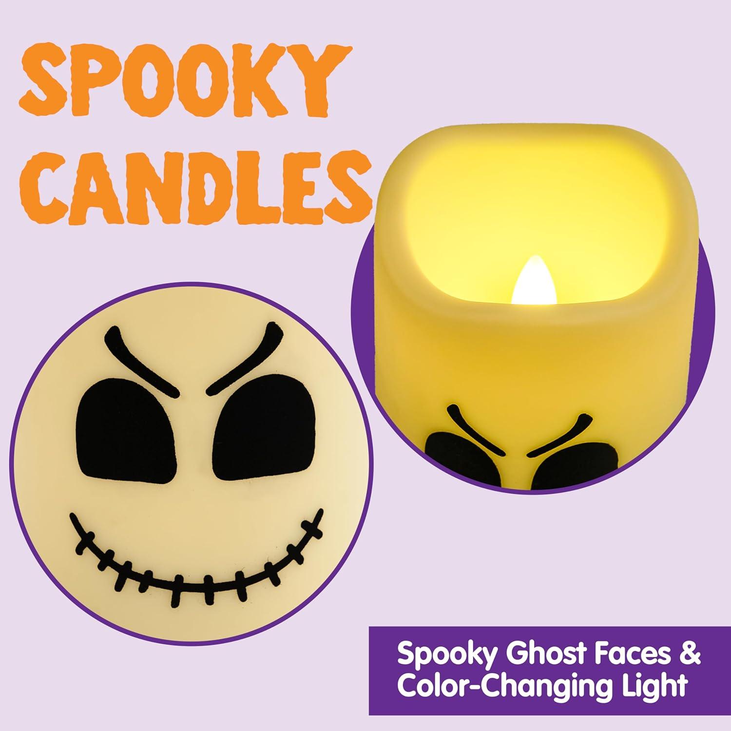 imageJOYIN 6 Pcs Halloween Flameless Candles Decorations with Remote Timer Color Changing LED Lights Lamp Indoor Battery Operated Party Favors Haunted House