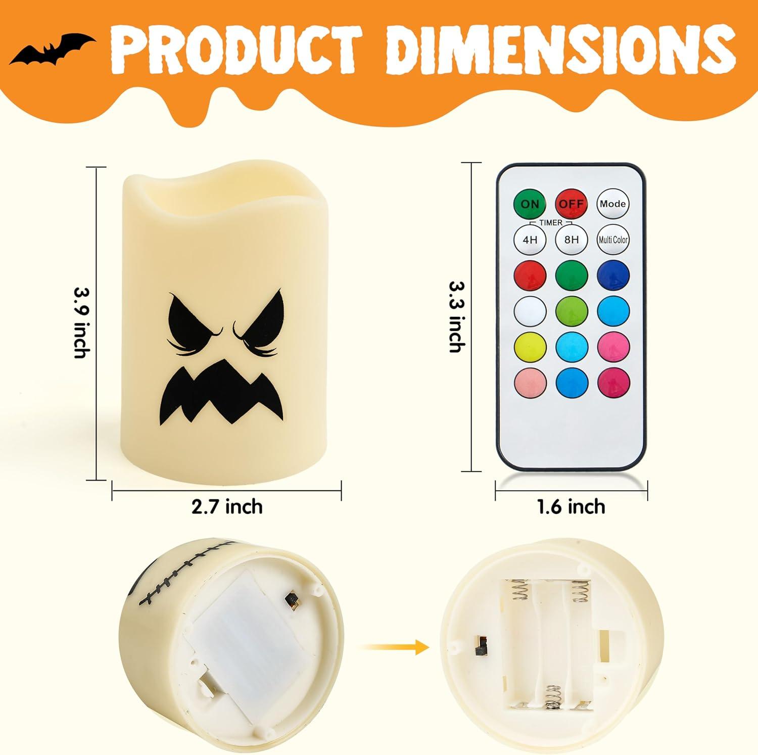 imageJOYIN 6 Pcs Halloween Flameless Candles Decorations with Remote Timer Color Changing LED Lights Lamp Indoor Battery Operated Party Favors Haunted House