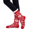 imageJOYIN 2 Packs Fuzzy Ripple Slipper Socks Chirstmas Soft Premium Fleece Crew Socks Fleece Lining Fuzzy Warm Slipper SocksRed and Blue