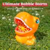 imageJOYIN Dinosaur Bubble Machine Bubble Blower with Solutions for Kids Summer Outdoor Indoor Toy Dinosaur Party Favor Kids Birthday Gift OrangeOrange