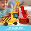 imageSYNCFUN 40PCS Magnetic City Rescue Set for Kids  DualTheme Construction ampamp Firefighting Scenarios Including Vehicles ampamp Cranes Educational STEM Toy for Boys ampamp Girls Ages 35 48