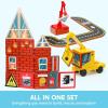 imageSYNCFUN 40PCS Magnetic City Rescue Set for Kids  DualTheme Construction ampamp Firefighting Scenarios Including Vehicles ampamp Cranes Educational STEM Toy for Boys ampamp Girls Ages 35 48