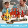 imageSYNCFUN 40PCS Magnetic City Rescue Set for Kids  DualTheme Construction ampamp Firefighting Scenarios Including Vehicles ampamp Cranes Educational STEM Toy for Boys ampamp Girls Ages 35 48