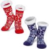 imageJOYIN 2 Packs Fuzzy Ripple Slipper Socks Chirstmas Soft Premium Fleece Crew Socks Fleece Lining Fuzzy Warm Slipper SocksRed and Blue