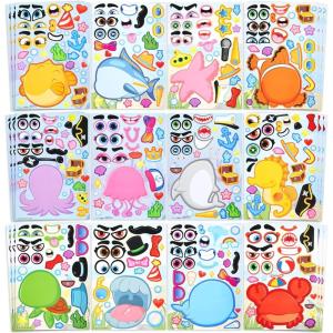 imageJOYIN 36 Pcs 9quotx6quot Sea Animals Make a face Stickers for Kids Make Your Own Ocean Animals Sticker Sheets Party Favors Kids Crafts Goodie Bags Stuffers Classroom RewardsSea Animal