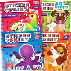 imageJOYIN 4Pack Crafts for Kids Sticker Painting Book Gift Party Favor Creations 40 Pictures  MessFree Art Play for Kids Creative Adventures at Home and While Traveling