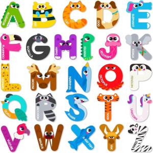 imageJOYIN Magnetic Letters Animal Alphabet Fridge Magnets for Toddlers 3 4 5 Years Old 26 Uppercase Refrigerator Magnets Large Size ABC Educational Spelling Learning Toys for Kids