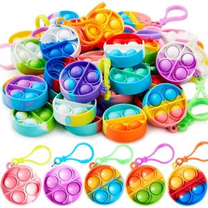 imageJOYIN Round Pop Fidget Keychain 90 Pack Pop Fidget Toys Bulk Party Favors for Kids 48812 Years Goodie Bag Stuffers Back to School Gifts for Students Classroom Prizes Birthday Sensory ToysRound