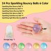 imageJOYIN 24 PCS Multistyle Bouncy Balls 6 Styles 32mm Assorted Bouncy Balls Bulk with Storage Bag Bounce Toys for Kids Party Favors Birthdays Gifts Goodie Bags Stuffers Carnival PrizesGlitter