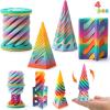 imageJOYIN 4 Pack Impossible Cone Fidget Toys Pastel Color 3D Printed Spiral Cone Flexible Impossible Pyramid Passthrough Fidget Toys for Stress Relief Kids Adults Birthday Gift Desk Decor