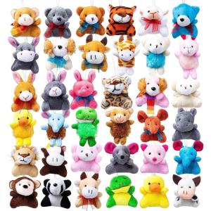 imageJOYIN 36 Pack Mini Animal Plush Toy Assortment 36 Units 3quot EachBulk Stuffed Animals Party Favors for Kids Small Animals Plush Keychain Decoration Carnival Prizes Valentines Day Party Favors