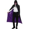 imageJOYIN Adult Unisex Vampire Costume Accessories Halloween Vampire Cape with Reversible Hooded Cape Cloak and Tattoo ScarBlack Purple