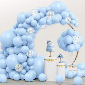 imageJOYIN 150 Pcs Black Balloons Different Sizes 18 12 10 5 Inch Black Latex Balloon Arch Kit with Instruction for Birthday Party Graduation Wedding Holiday DecorationPastel Blue