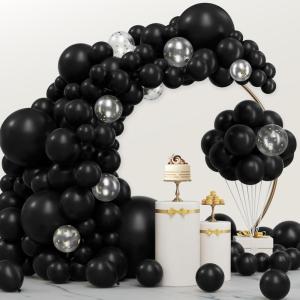 imageJOYIN 150 Pcs Black Balloons Different Sizes 18 12 10 5 Inch Black Latex Balloon Arch Kit with Instruction for Birthday Party Graduation Wedding Holiday DecorationBlack