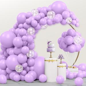 imageJOYIN 150 Pcs Black Balloons Different Sizes 18 12 10 5 Inch Black Latex Balloon Arch Kit with Instruction for Birthday Party Graduation Wedding Holiday DecorationPastel Purple