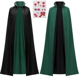 imageJOYIN Adult Child Unisex Vampire Costume Accessories Halloween Vampire Cape for Transylvania Dracula Theme PartyBlack green
