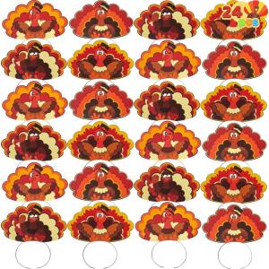 imageJOYIN 24 PCS Thanksgiving Turkey Headband Thanksgiving Party Favor Supplies Accessories Gifts Bulk Turkey Costume HeadwearOne Size Fits All