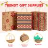 imageJOYIN 24 PCS Christmas Kraft Gift Bags Xmas Holiday Paper Goody Wrap Shopping Bags with Handles for Holiday Presents Giant Gifts Decorations Classrooms and Party Favors 10 x 13 x 5