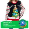 imageJOYIN LED Light Up Christmas Sweater Women Men CouplesUgly Christmas Sweater Kids with Light Bulbs Pullovers 2025Black Chritmas Tree