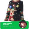 imageJOYIN LED Light Up Christmas Sweater Women Men CouplesUgly Christmas Sweater Kids with Light Bulbs Pullovers 2025Black Reindeer