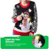 imageJOYIN LED Light Up Christmas Sweater Women Men CouplesUgly Christmas Sweater Kids with Light Bulbs Pullovers 2025Black Snowman