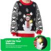 imageJOYIN LED Light Up Christmas Sweater Women Men CouplesUgly Christmas Sweater Kids with Light Bulbs Pullovers 2025Black Snowman