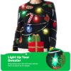 imageJOYIN LED Light Up Christmas Sweater Women Men CouplesUgly Christmas Sweater Kids with Light Bulbs Pullovers 2025Black Strip